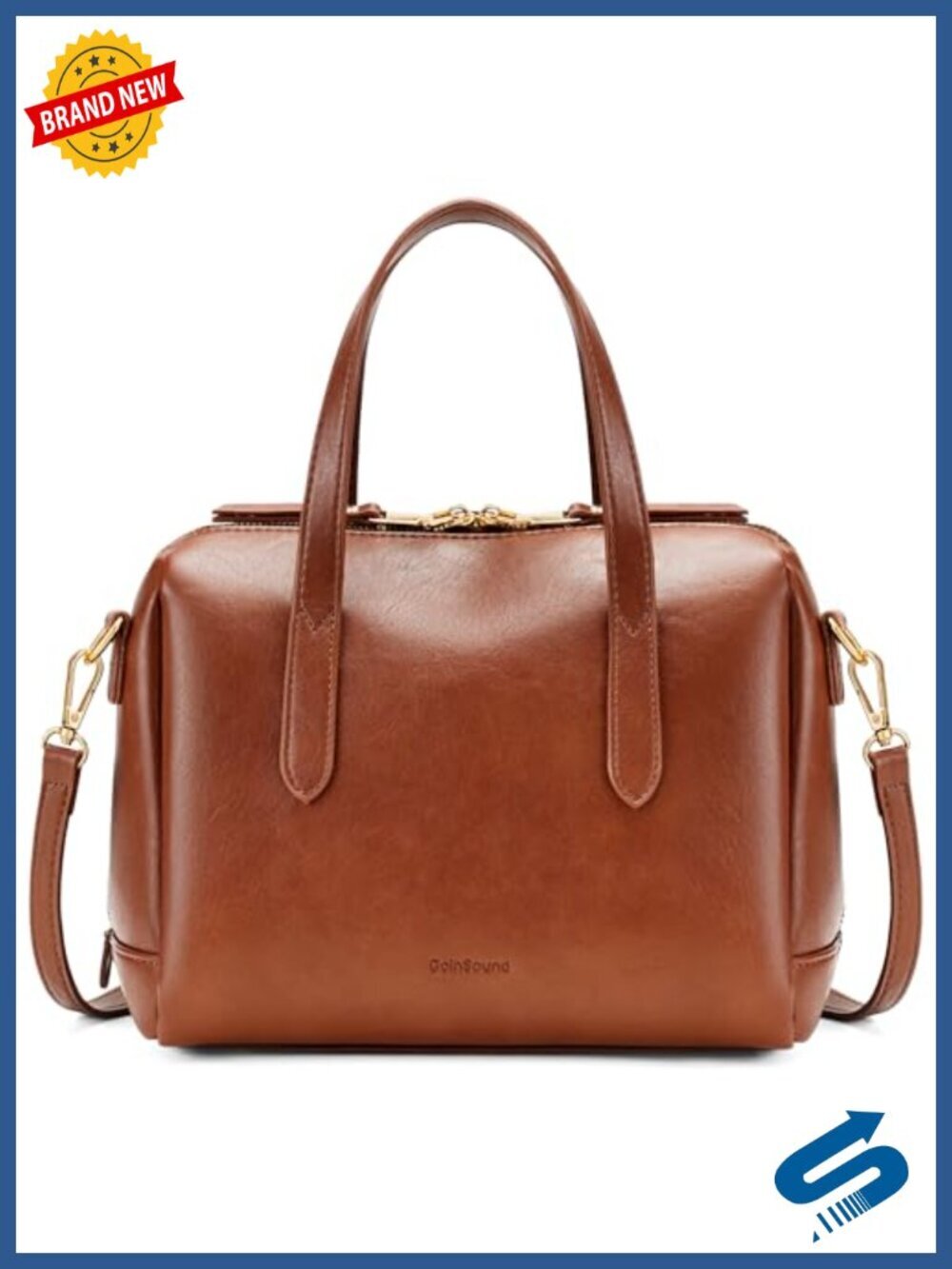 Vegan Leather Vintage Boston Satchel Crossbody Handbag Top Handle Shoulder Purse - Picture 1 of 5